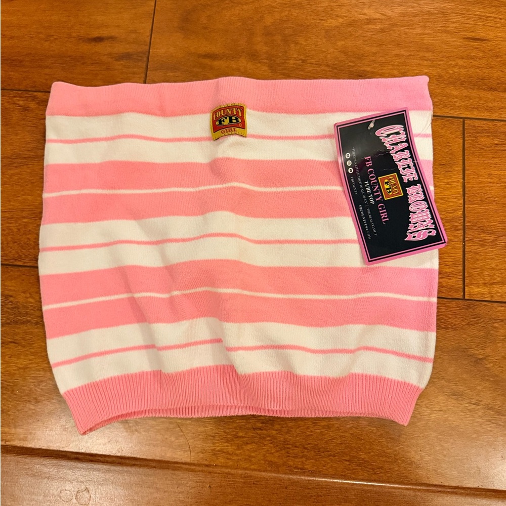 Pink and White Striped Women's Top